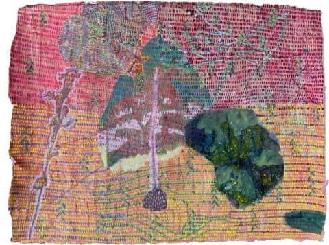 POORVI SULTANIA | Flowers from V, 2023 | Gouache, Acrylic and Mixed Media on Handmade Paper | 18 x 22 ″